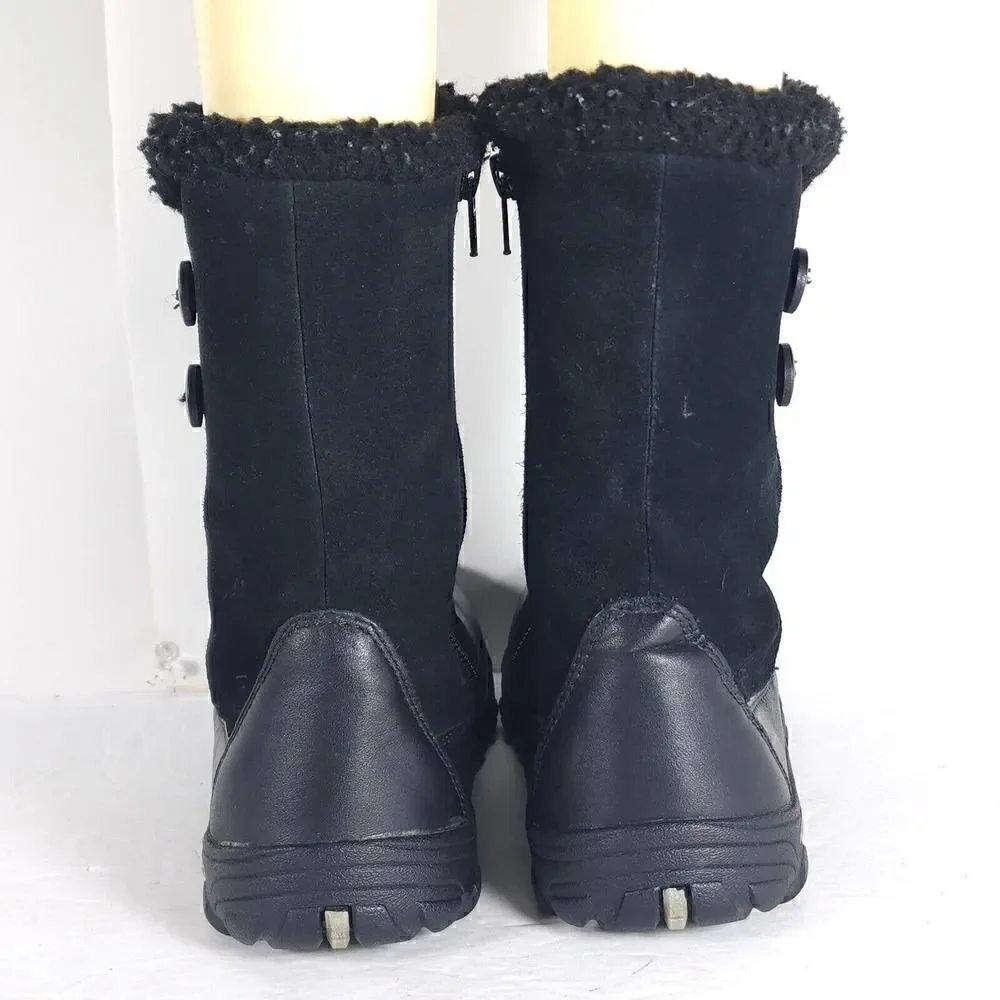 KEEN Women’s US6 Dry Mid Calf Black Leather Fleece Lined Waterproof Winter Boots